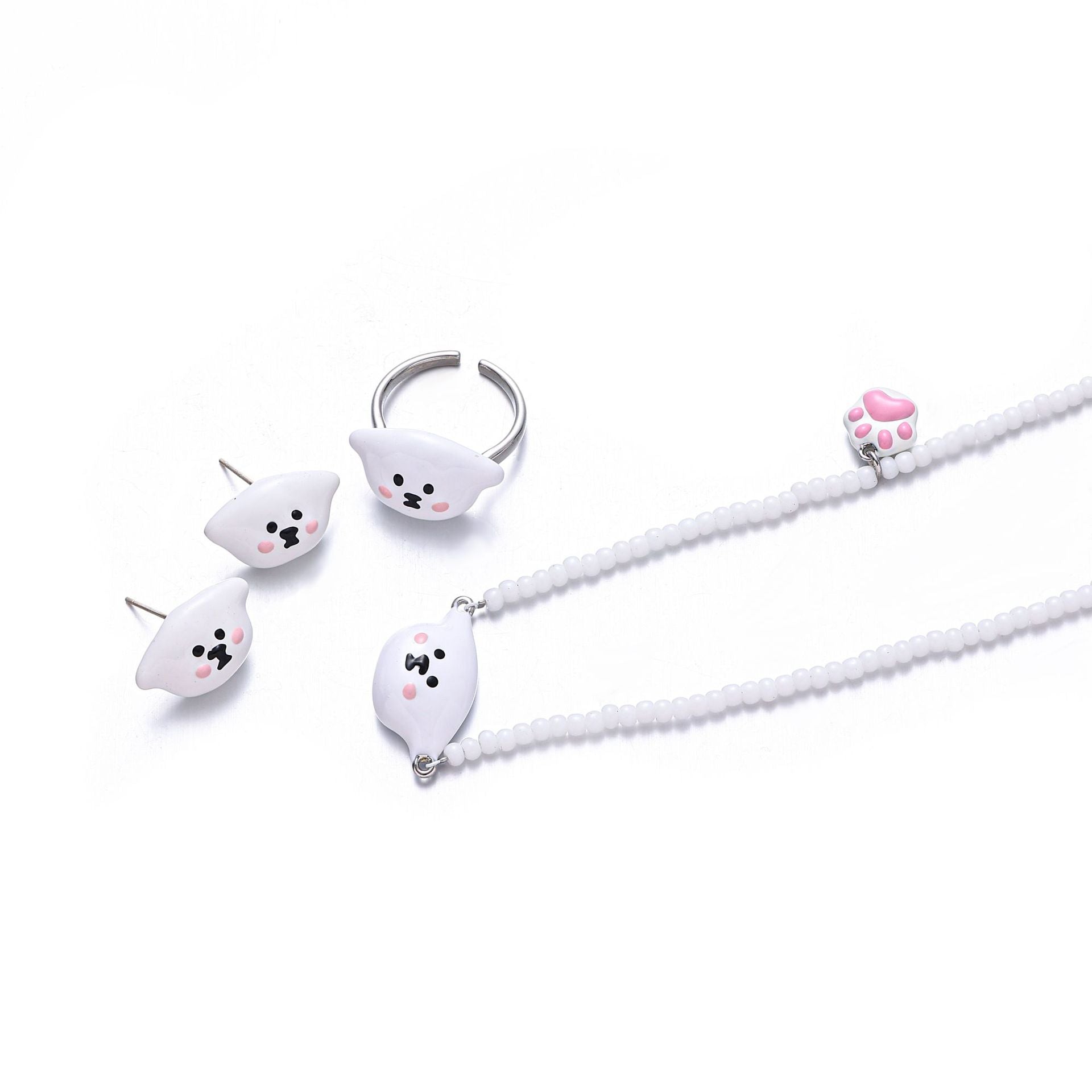 Bear Parure Ring Earrings And Neckalce