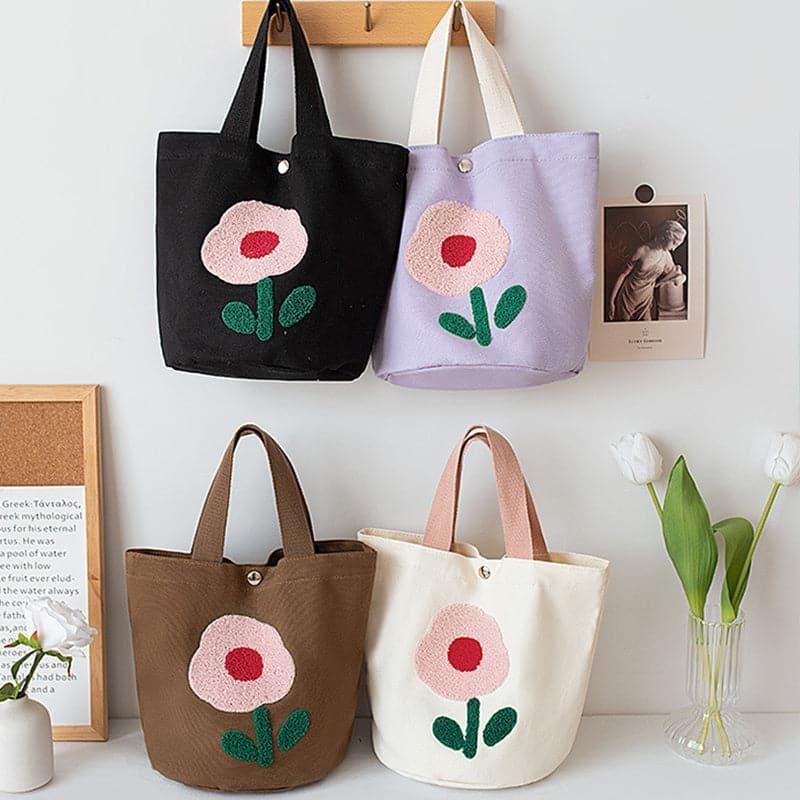 Floral Embroidered Canvas Tote Bag - Steppaws