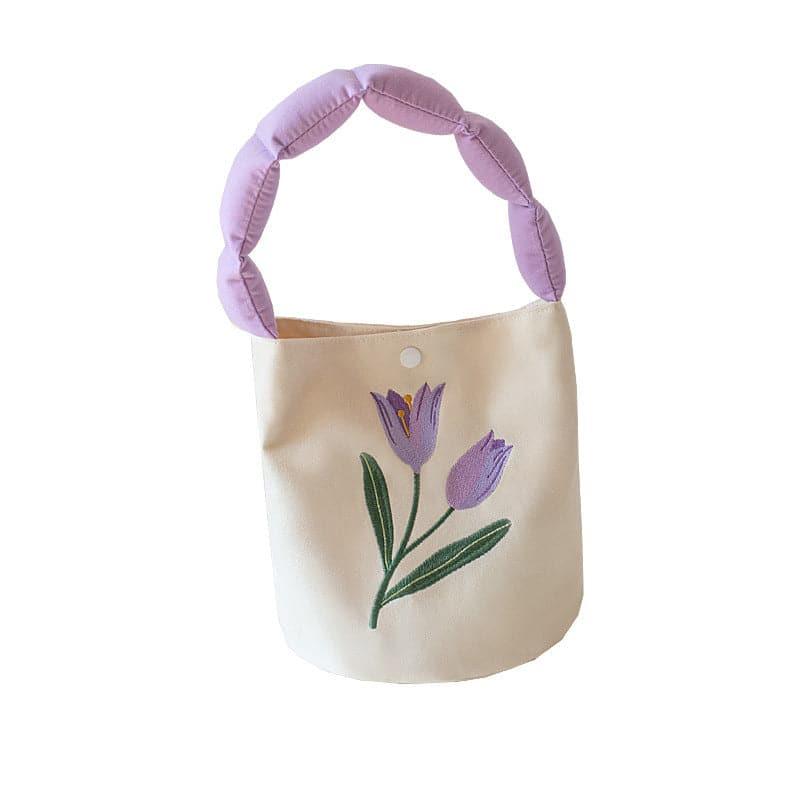 Tulip Embroidered Portable Canvas Bag - Steppaws