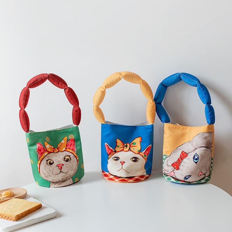 Cartoon Cat Cotton Bucket Bag - Steppaws