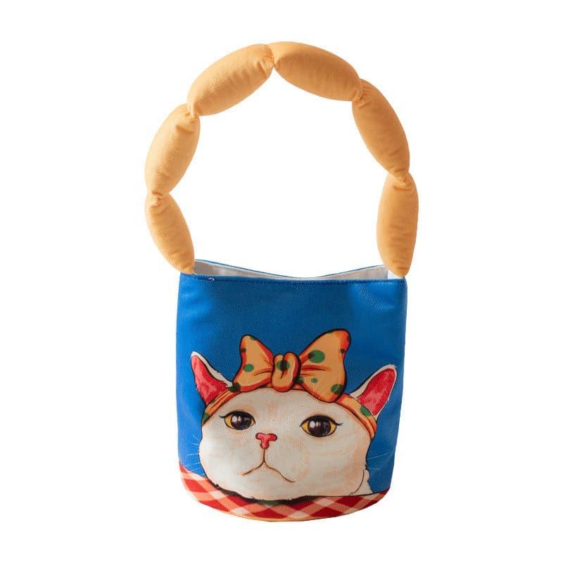 Cartoon Cat Cotton Bucket Bag - Steppaws