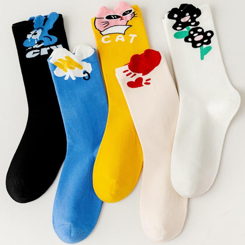 Cartoon 3D Preppy Style Combed Cotton Socks - Steppaws