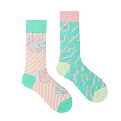 Asymmetric Mandarin Duck Combed Cotton Socks - Steppaws