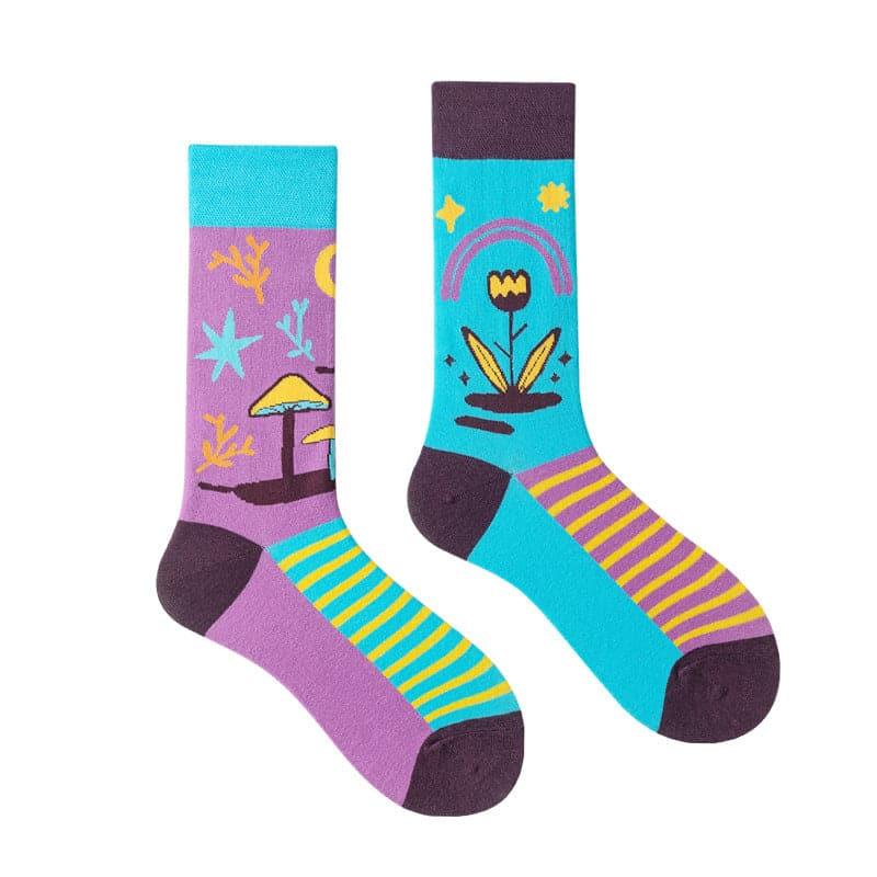 Asymmetric Mandarin Duck Combed Cotton Socks - Steppaws