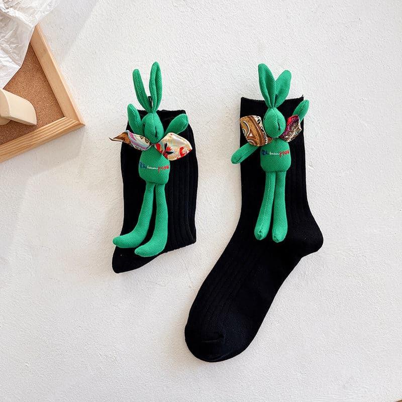 Rabbit Embroidered Cotton Socks - Steppaws