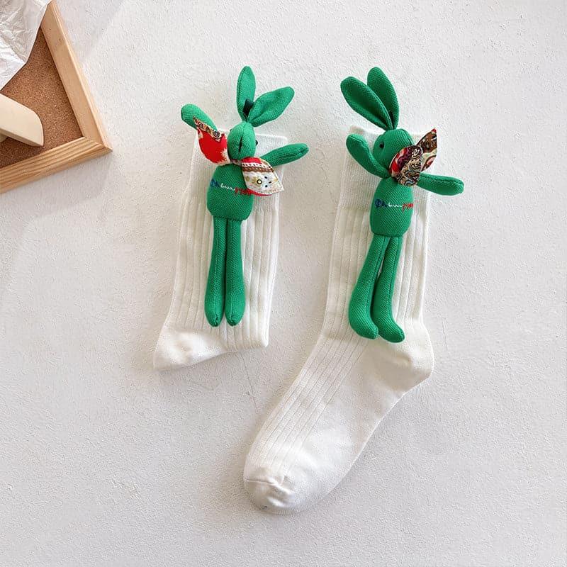 Rabbit Embroidered Cotton Socks - Steppaws