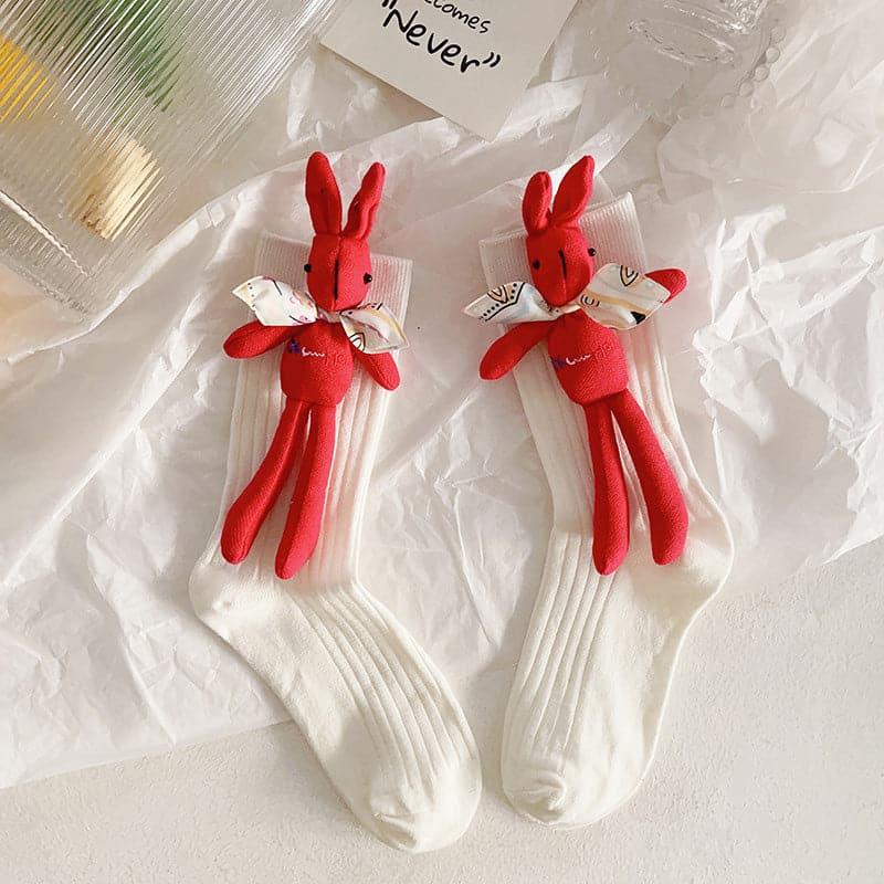 Rabbit Embroidered Cotton Socks - Steppaws